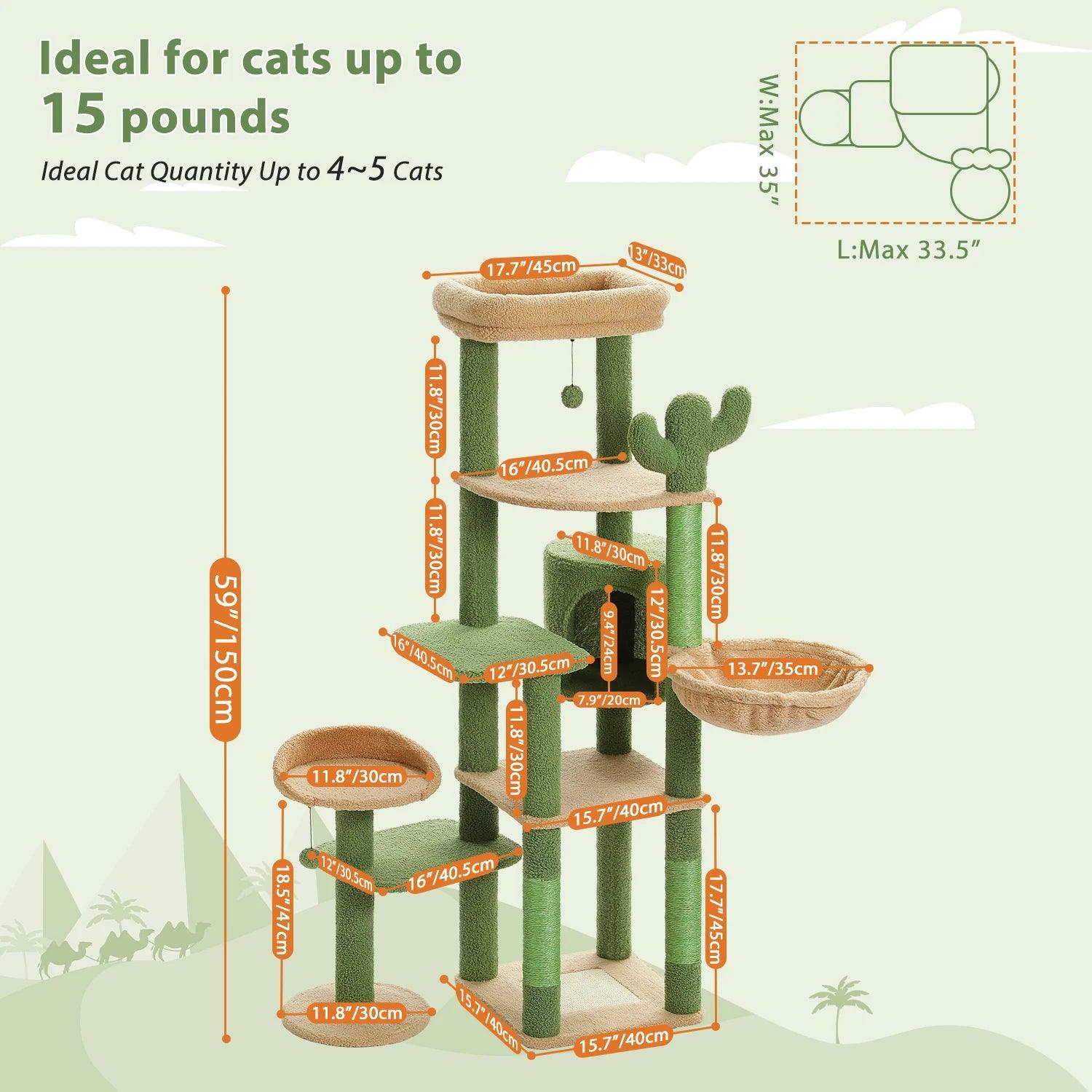 Cactus Tall Cat Tree - whiskerwonderland