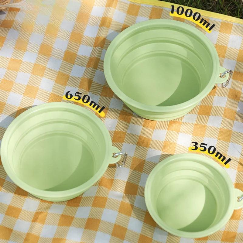 Dog Pet Folding Silicone Bowl Outdoor Travel - whiskerwonderland