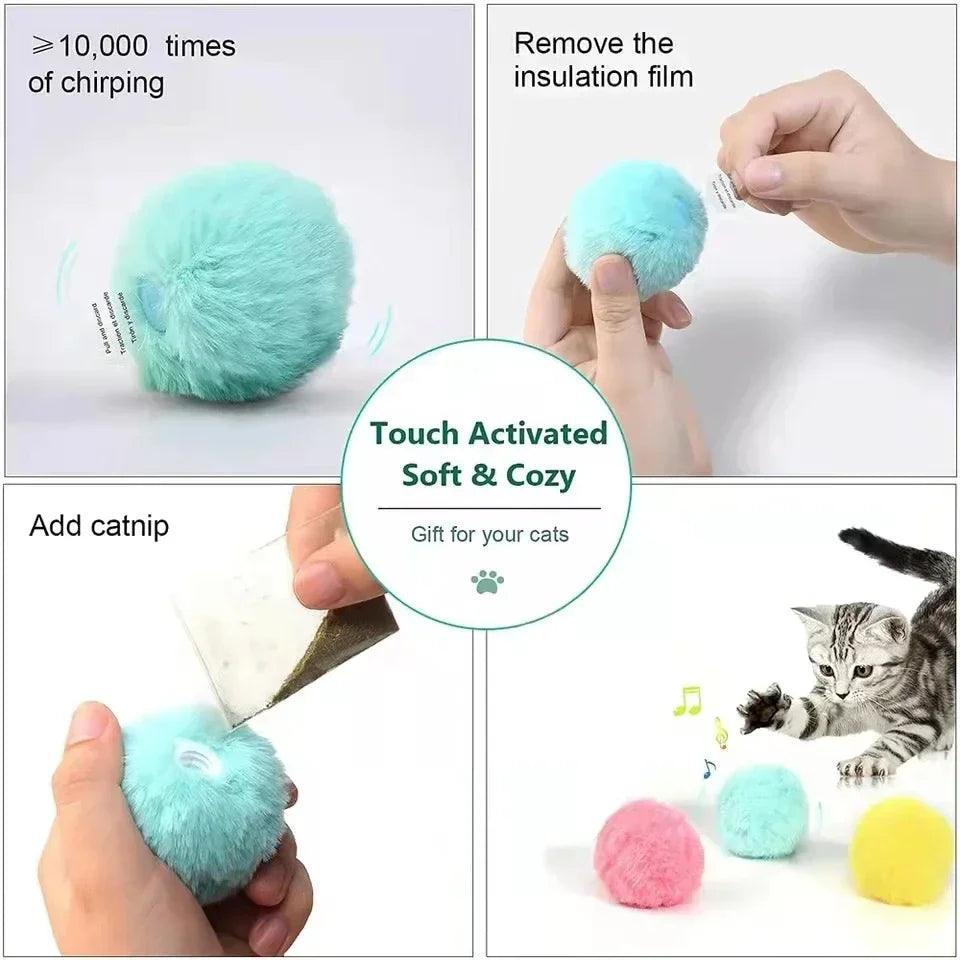 Balle Électrique En Peluche Interactive Pour Chat - whiskerwonderland