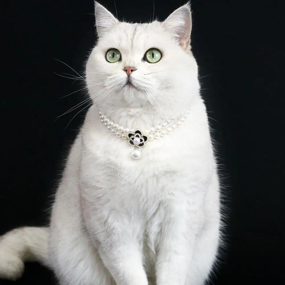 Pet Collar with Artificial Pearl - whiskerwonderland