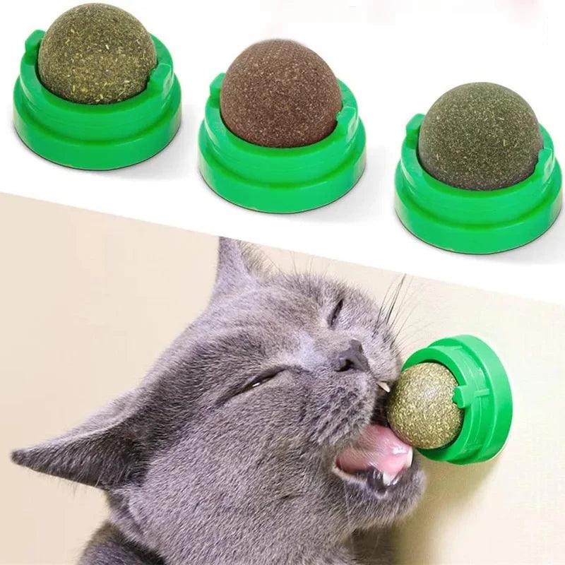 Natural Catnip Cat Wall Stick-on Ball - whiskerwonderland