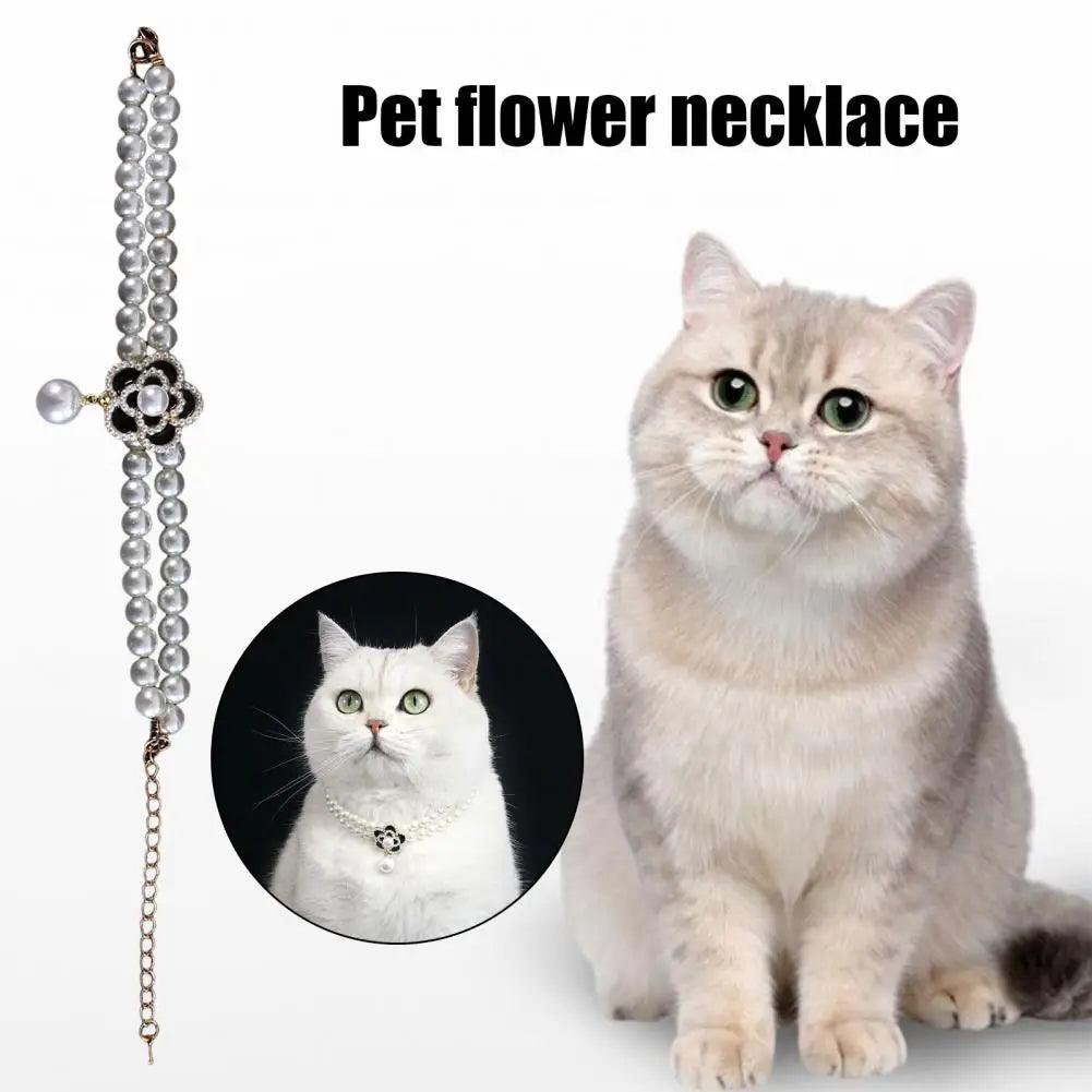 Pet Collar with Artificial Pearl - whiskerwonderland