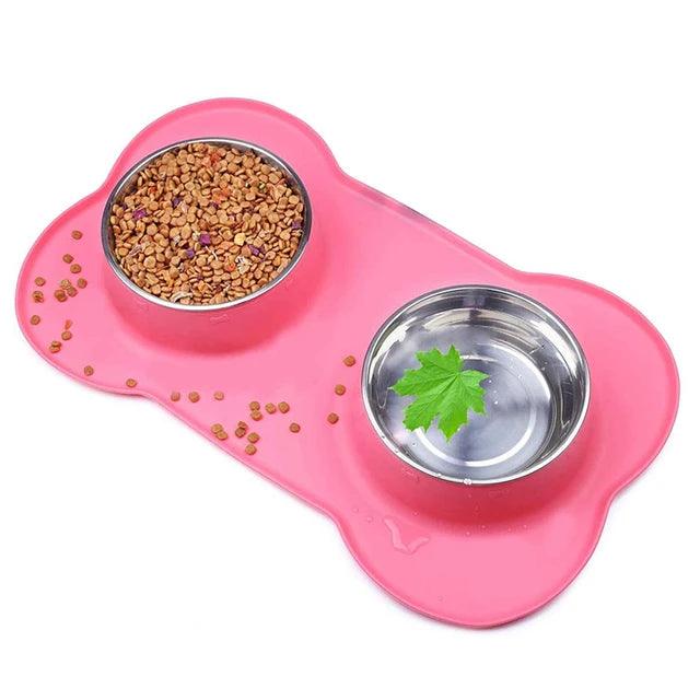 Antislip Double Dog Bowl - whiskerwonderland