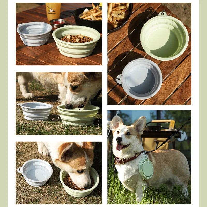 Dog Pet Folding Silicone Bowl Outdoor Travel - whiskerwonderland