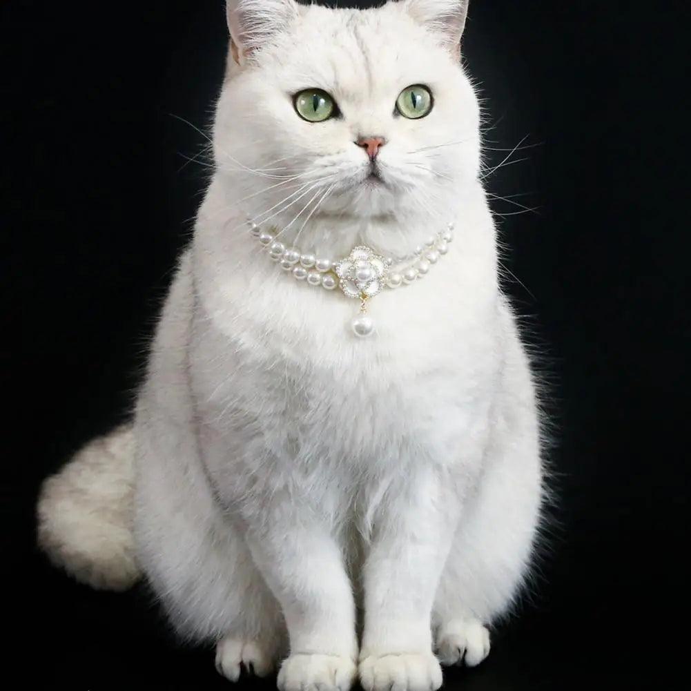 Pet Collar with Artificial Pearl - whiskerwonderland