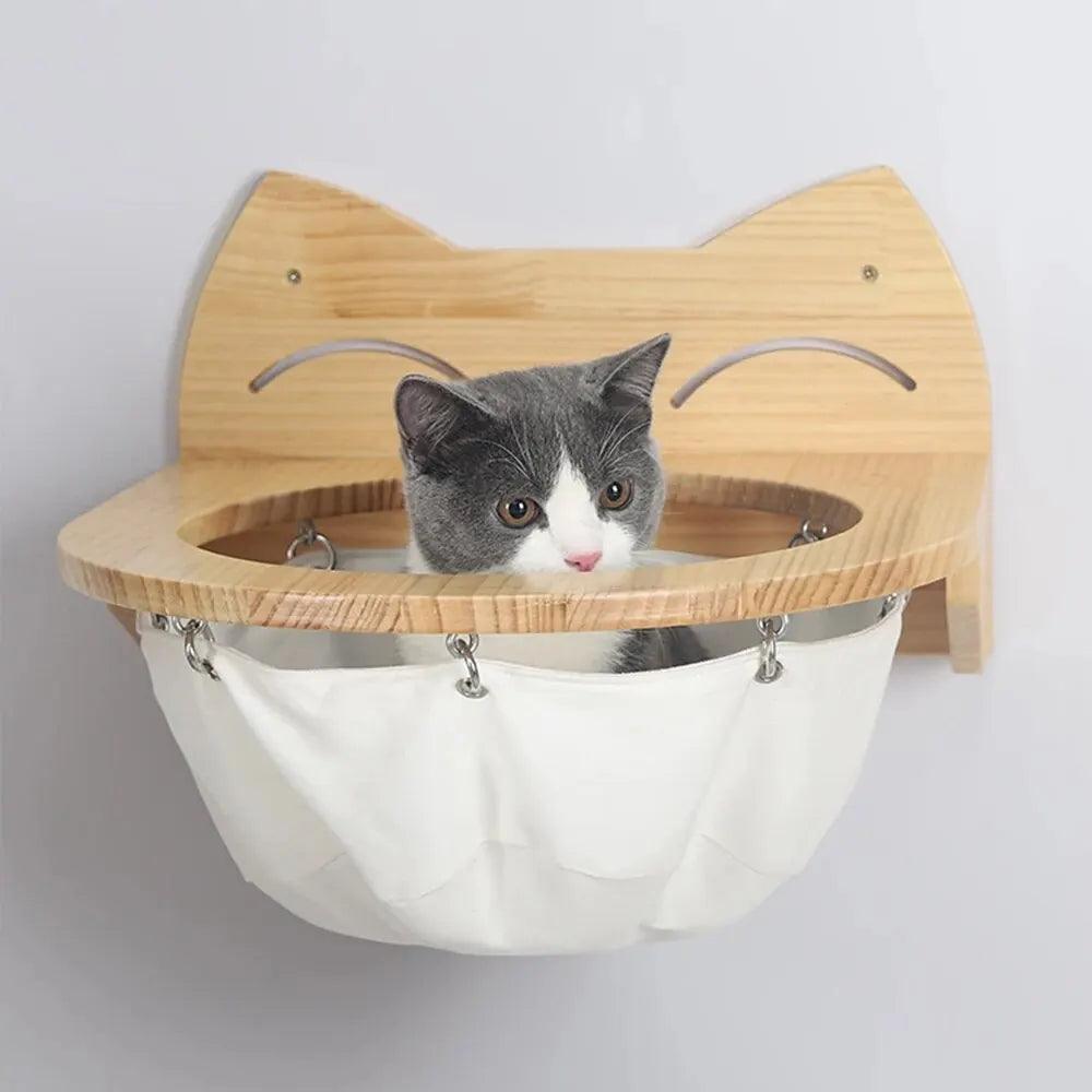 Wall Mounted Cat Tree Wooden - whiskerwonderland