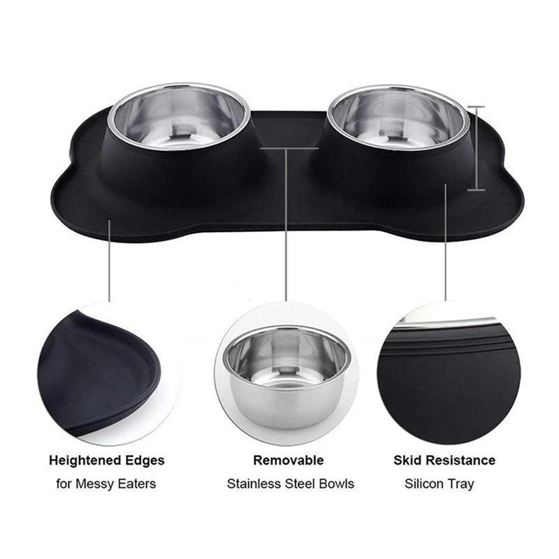 Antislip Double Dog Bowl - whiskerwonderland