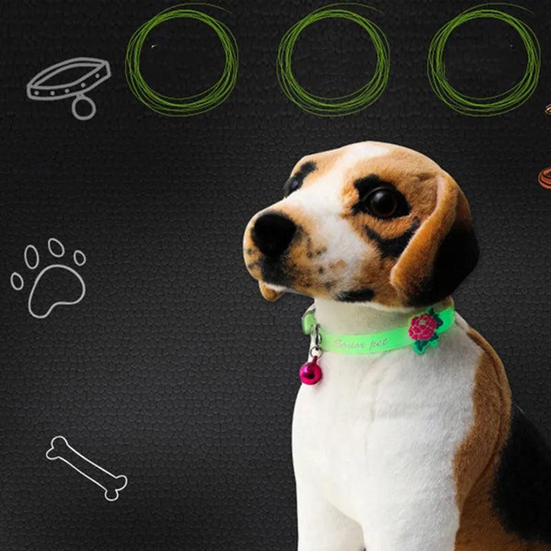 Dogs Cats Collar with Glowing Bells Florescent Light - whiskerwonderland